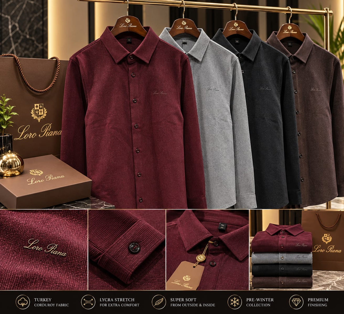 Men's Luxury Soft-Brushed Long-Sleeve Button-Down Shirt