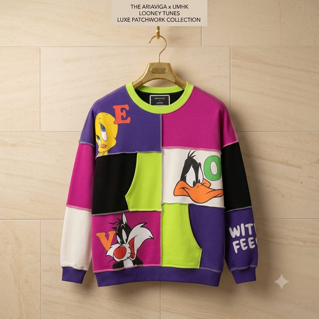 Quirky Cartoon Patchwork Sweatshirt