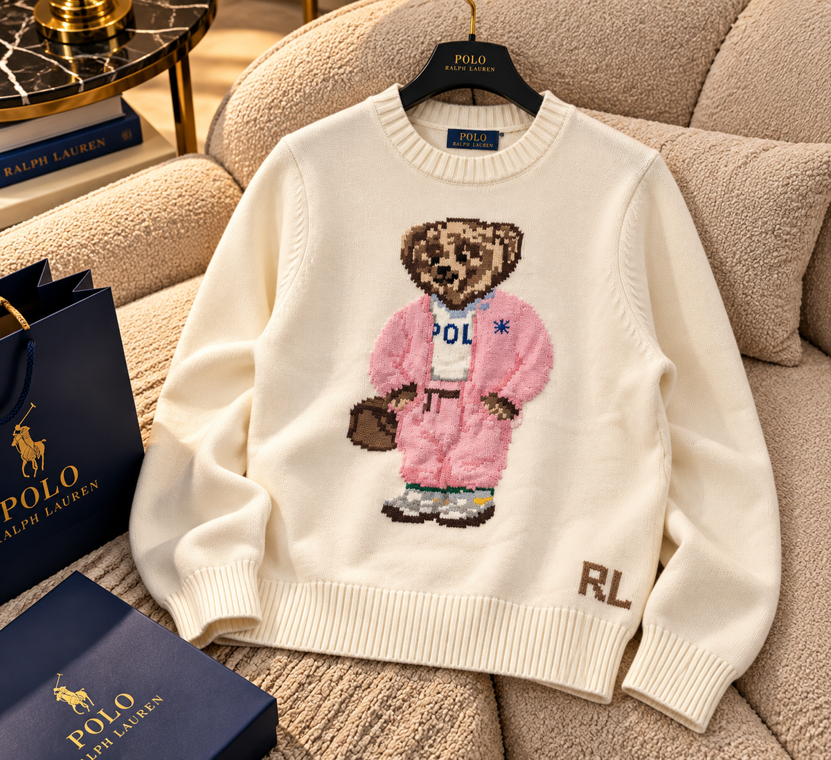 Premium Mascot Graphic Long-Sleeve Knit Sweater