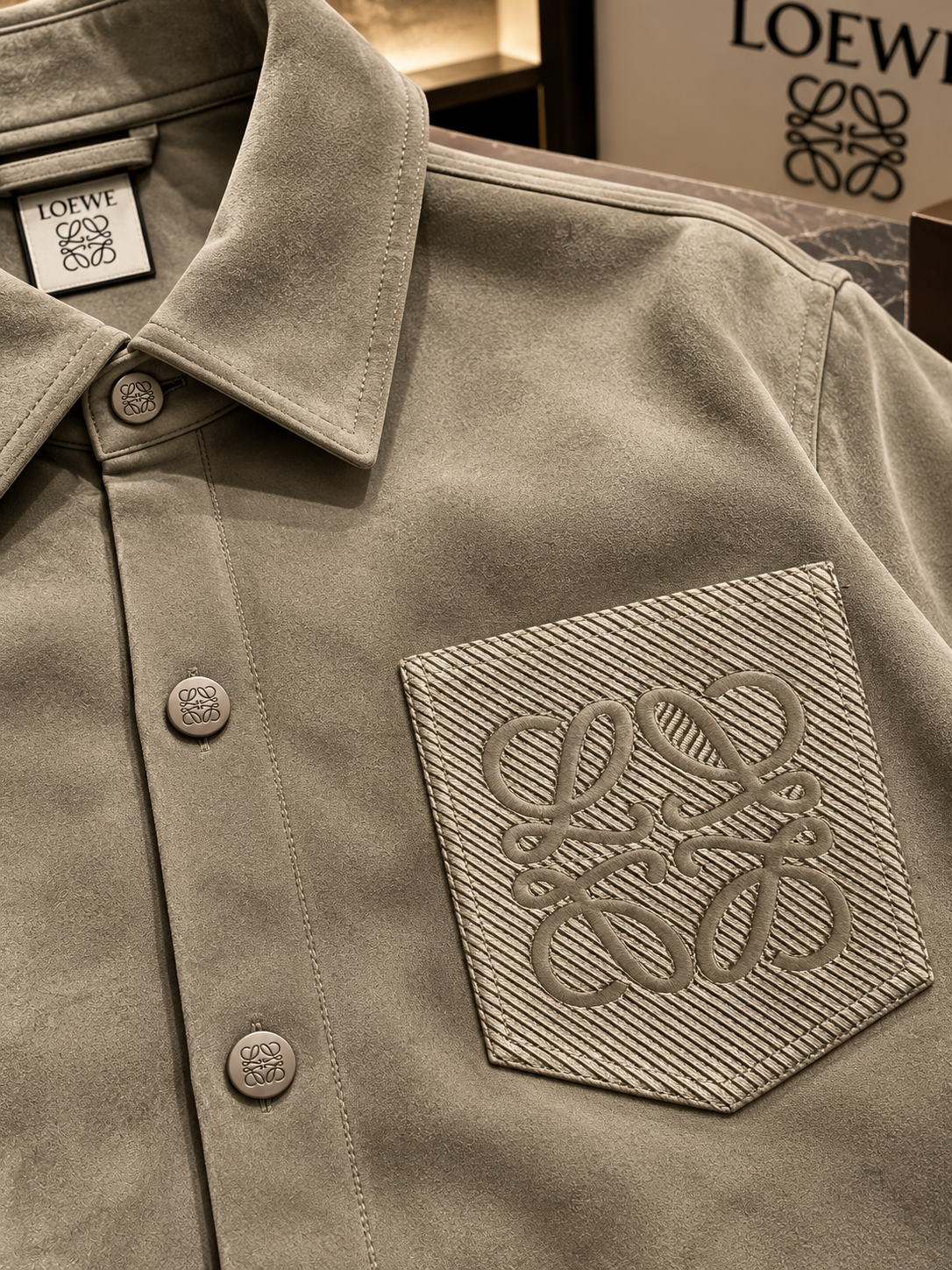 Thick Suede Snap-Button Shirt Jacket with Textured Pocket