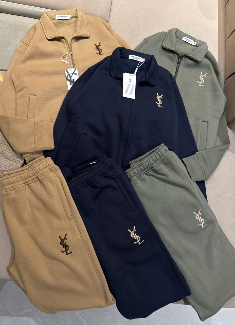 Embroidered Monogram Zip Jacket & Jogger Tracksuit Set