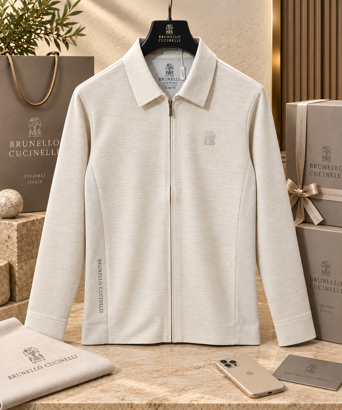 Men's Slim Fit Full-Zip Collared Shirt Jacket
