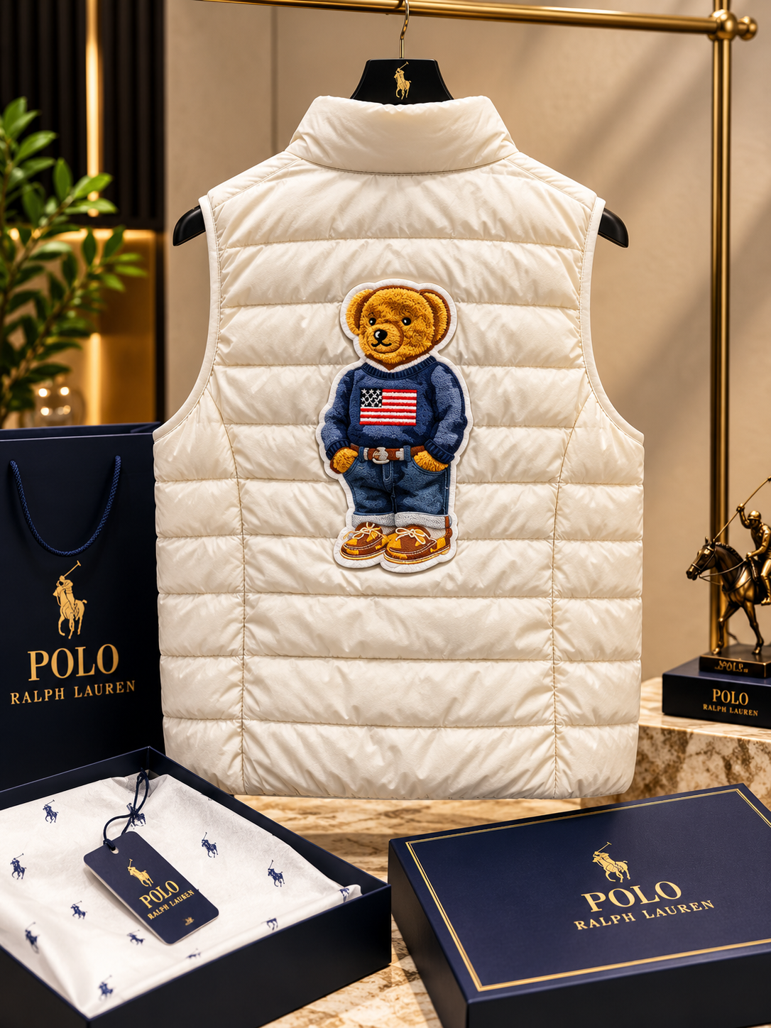 Lightweight Puffer Vest with Iconic Bear Patch