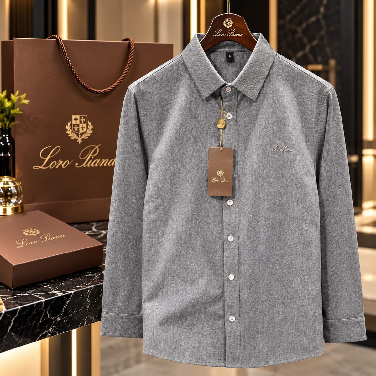 Men's Luxury Soft-Brushed Long-Sleeve Button-Down Shirt