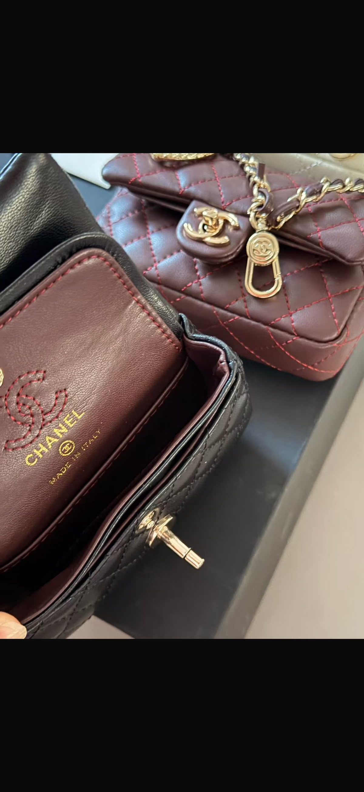 Heart Charm Quilted Leather Mini Flap Bag with Chain – Available in Black, White & Deep Burgundy