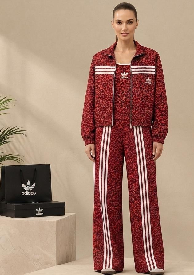 Women's Animal Print 3-Piece Tracksuit & Crop Tank Set