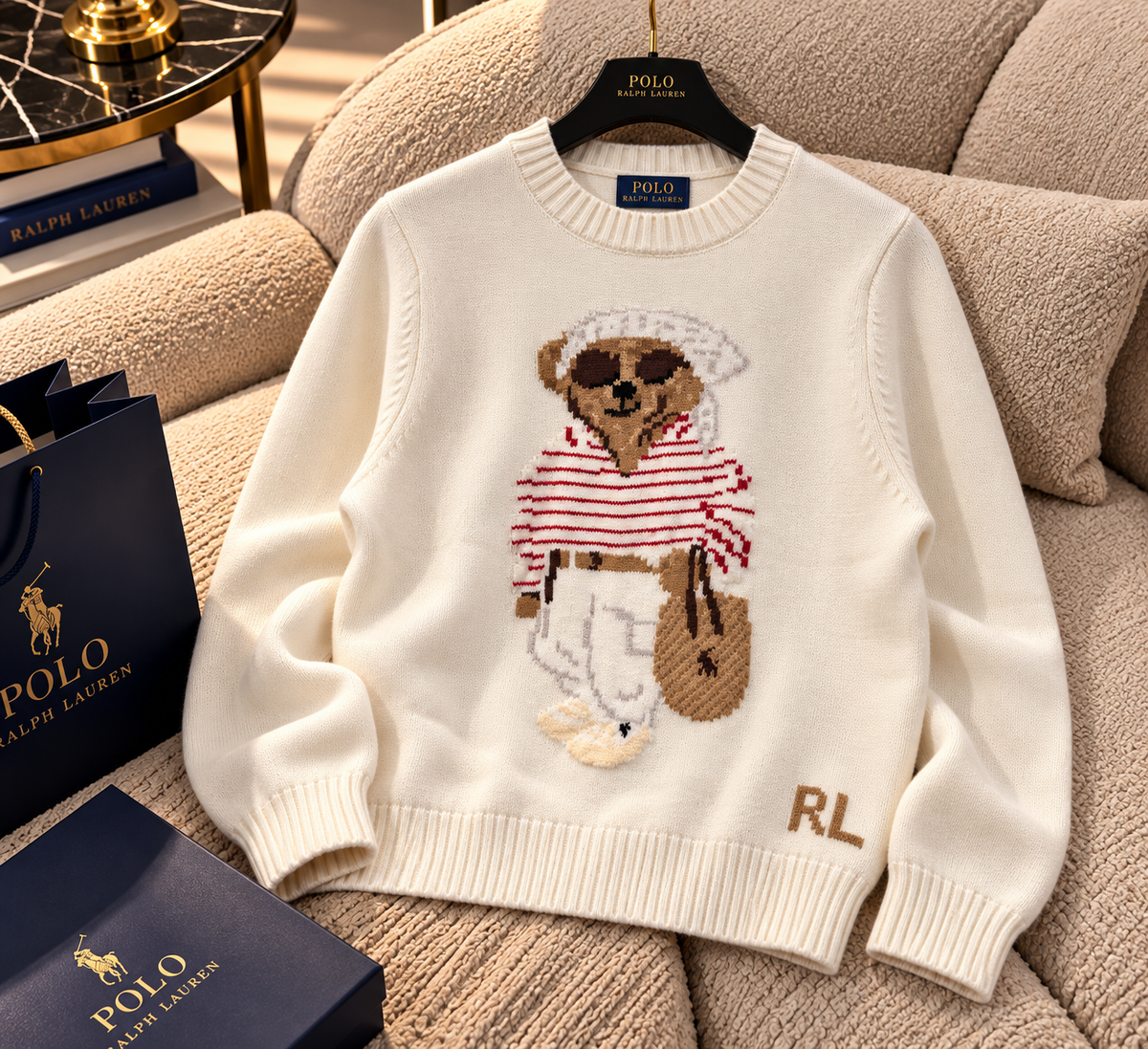 Premium Mascot Graphic Long-Sleeve Knit Sweater