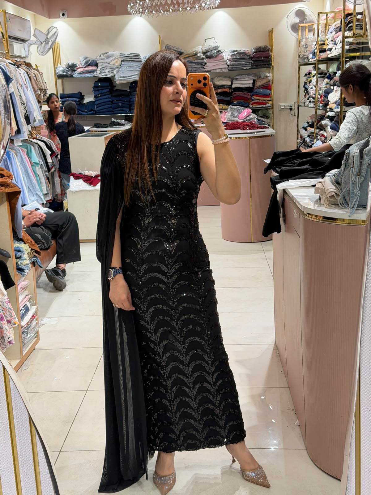 Elegant Sequin Embellished Maxi Dress