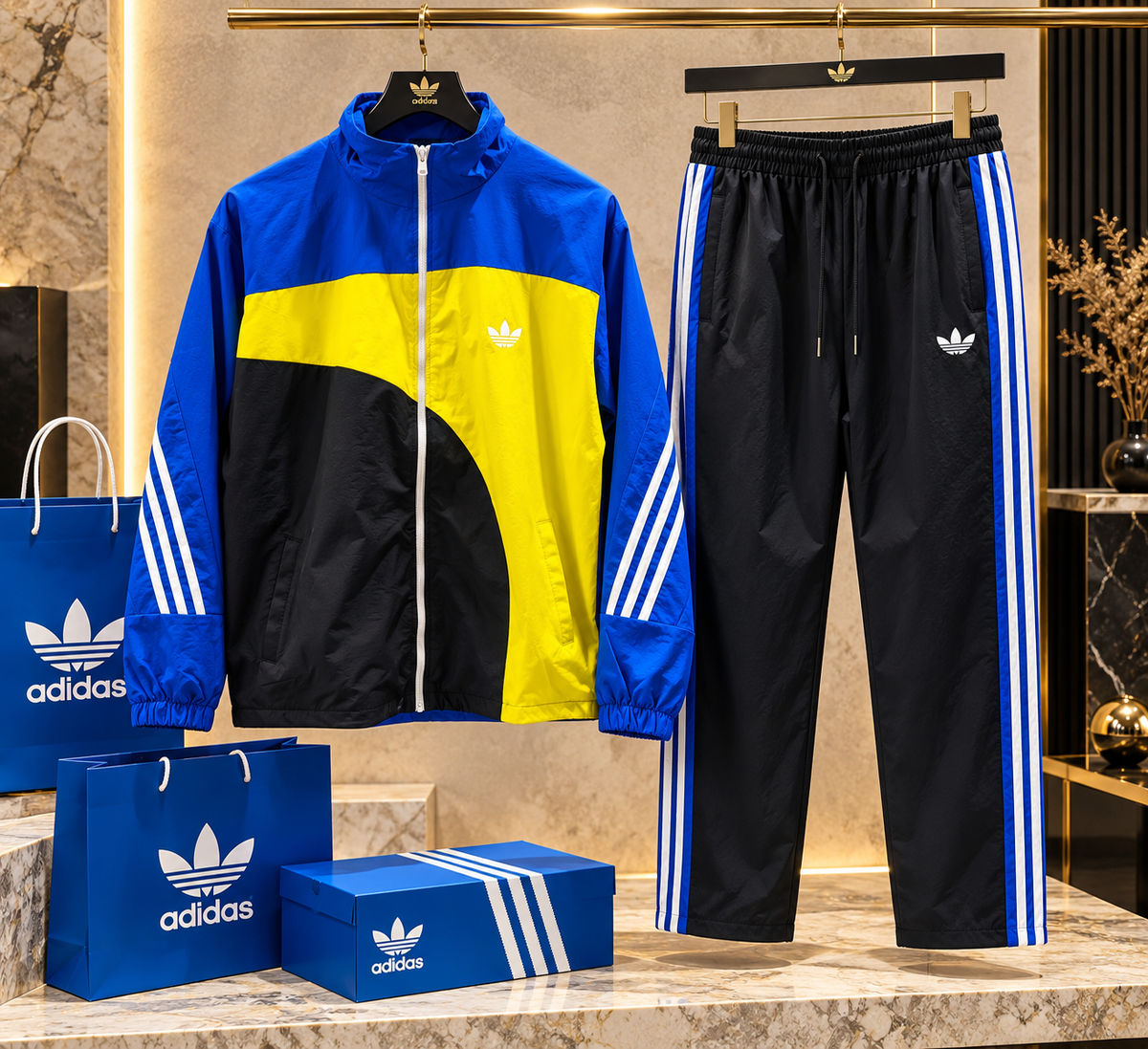 Color-Blocked Zip-Up Tracksuit Set