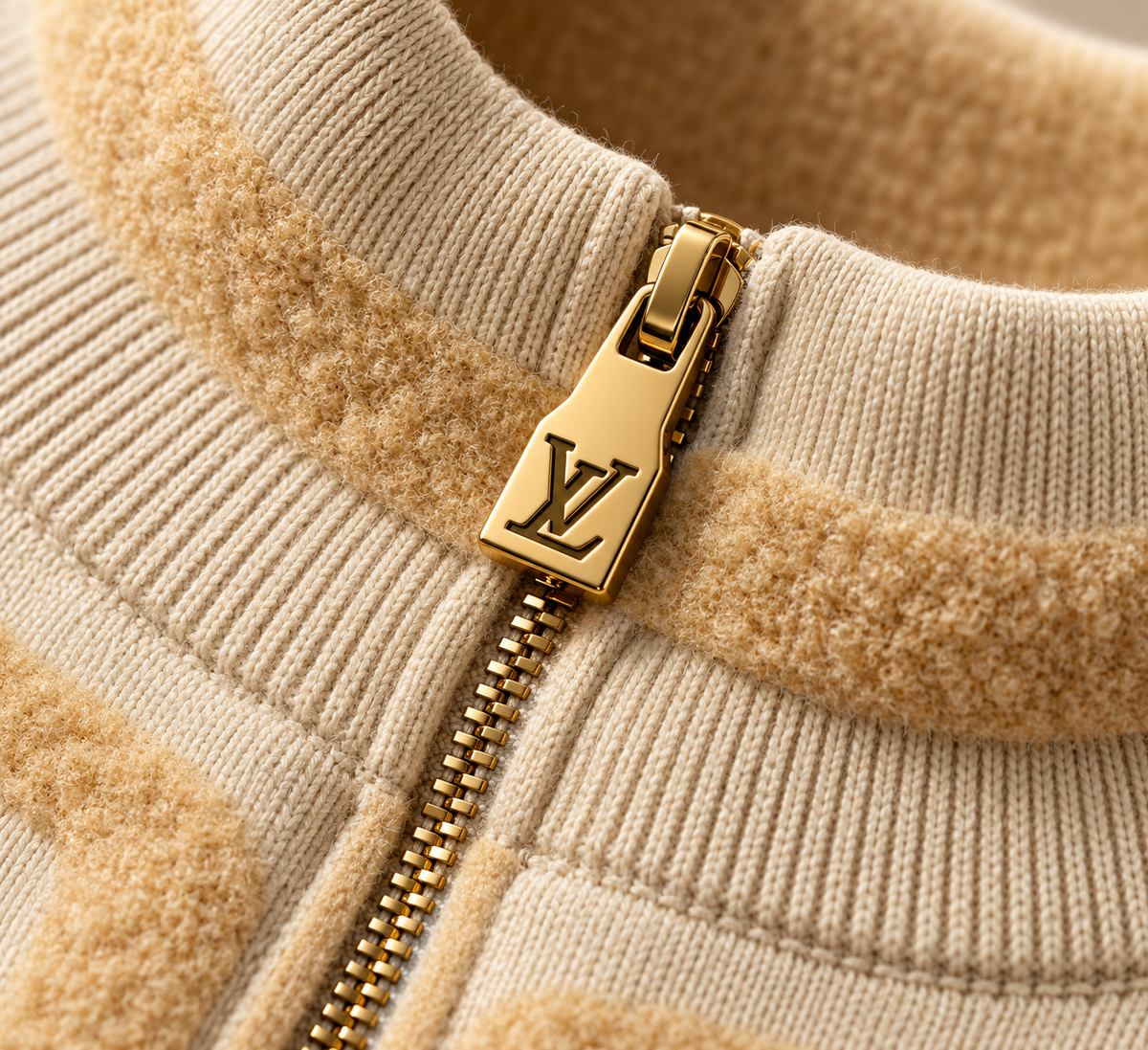 Plush Shearling-Trimmed Zip-Up Track Jacket