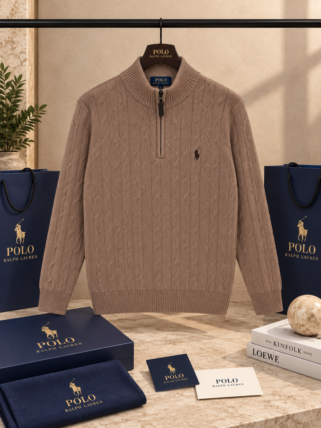 Premium Cable-Knit Quarter-Zip Sweater