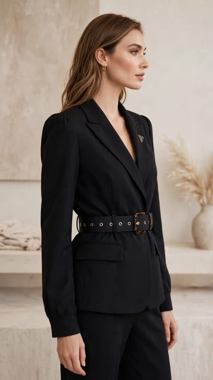 Belted Structured Tailored Blazer