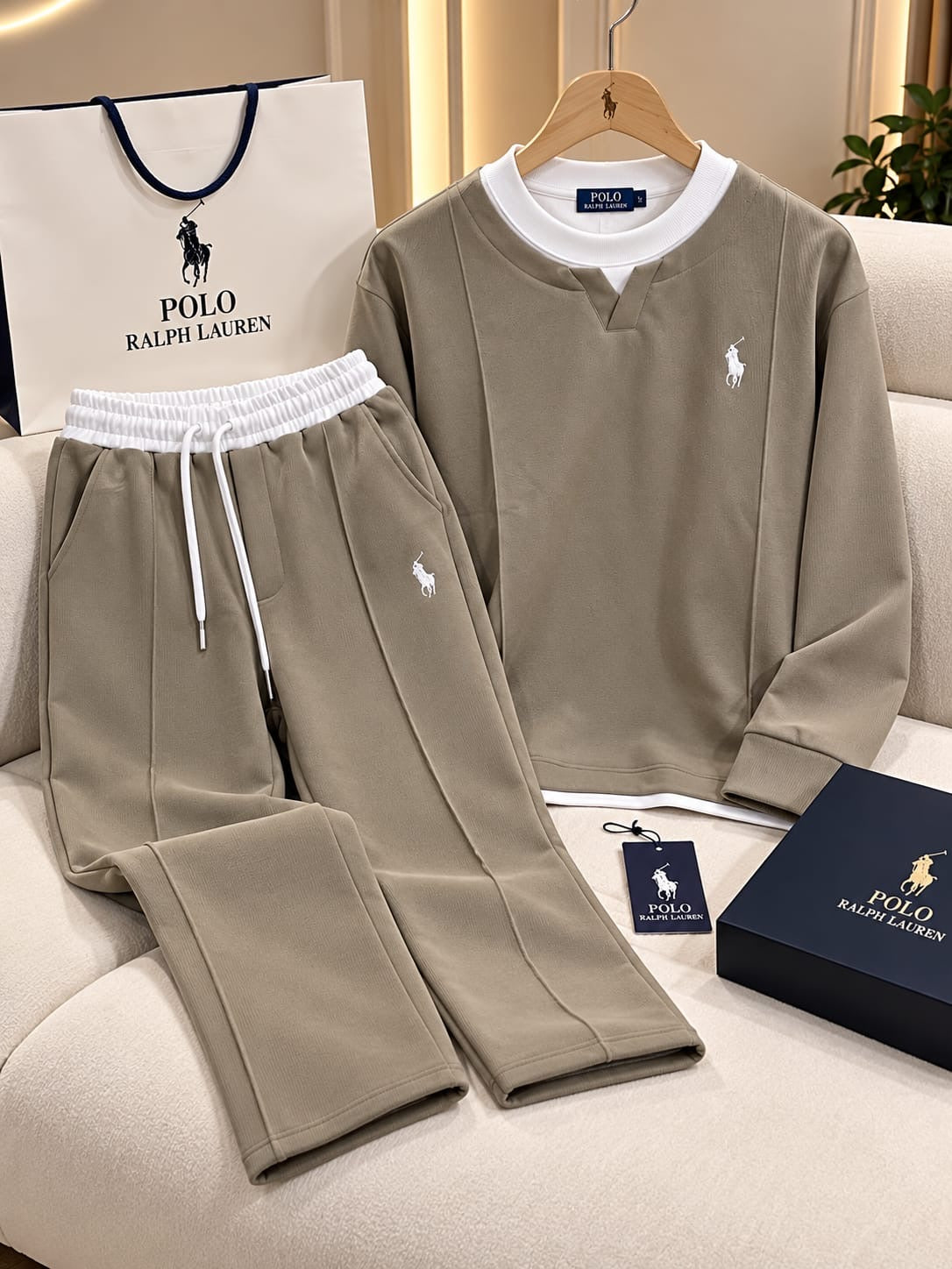Men's Layered-Neck Tracksuit & Pintuck Jogger Set