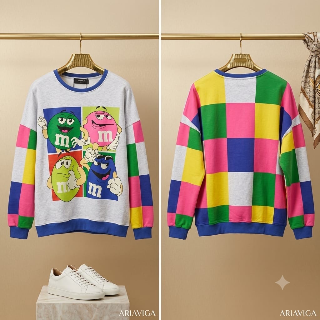 Quirky Cartoon Patchwork Sweatshirt