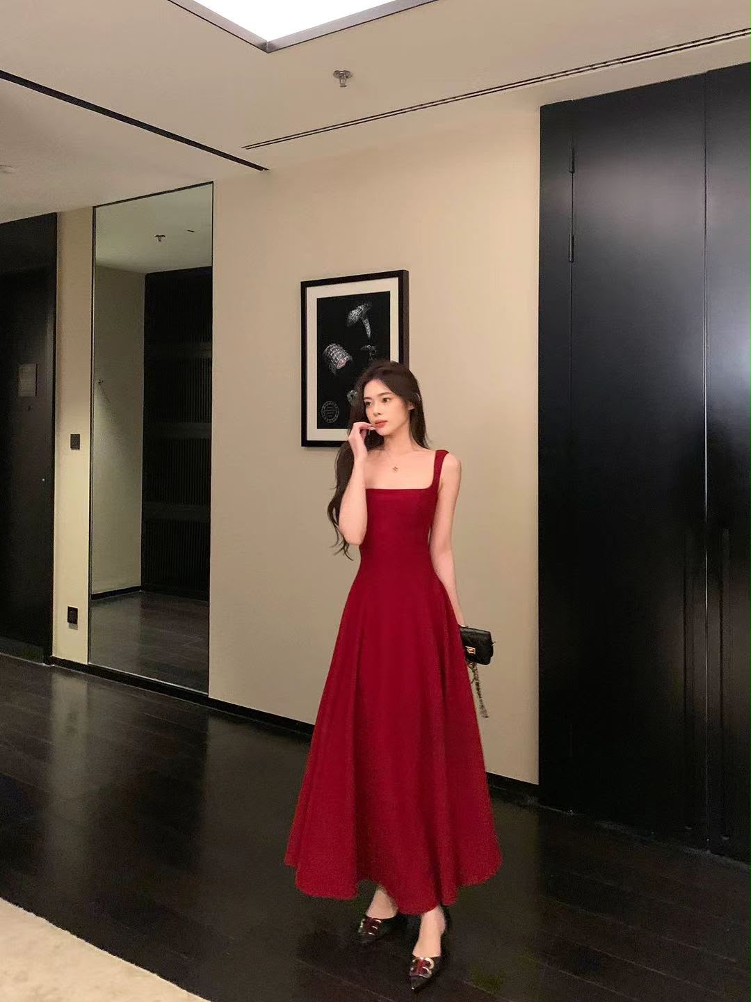 Luxe Solid Flare Maxi Dress (Women)