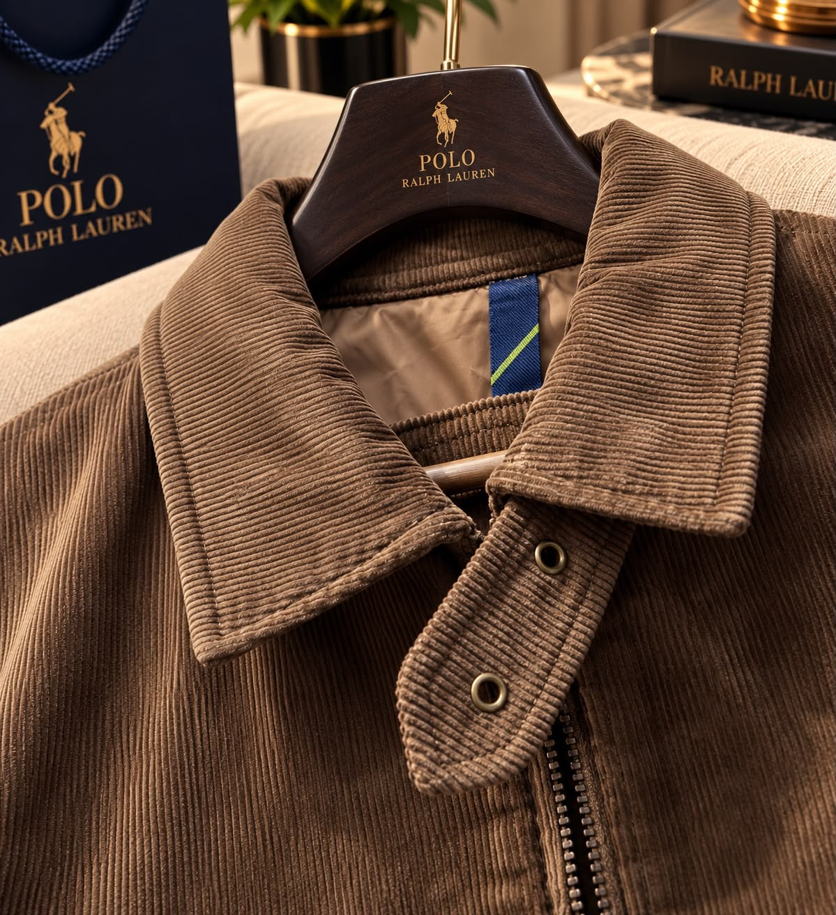 Zip Corduroy Outerwear Jacket with Throat Latch