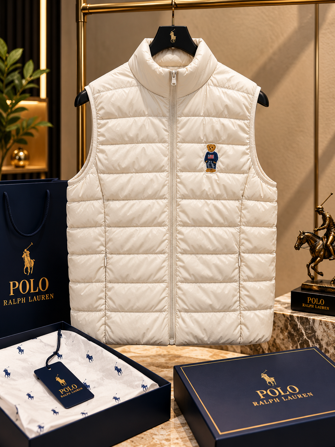 Lightweight Puffer Vest with Iconic Bear Patch