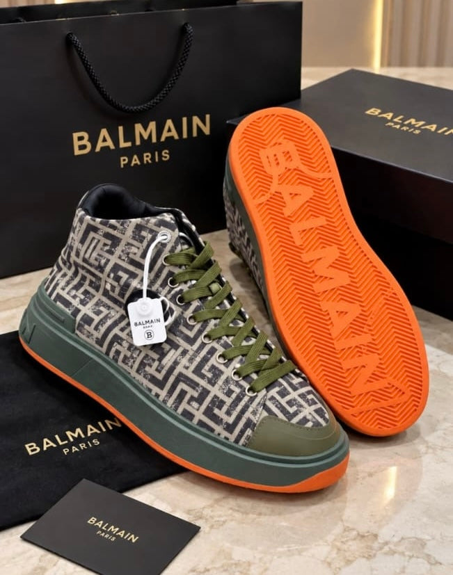Geometric Monogram Canvas High-Top Sneakers