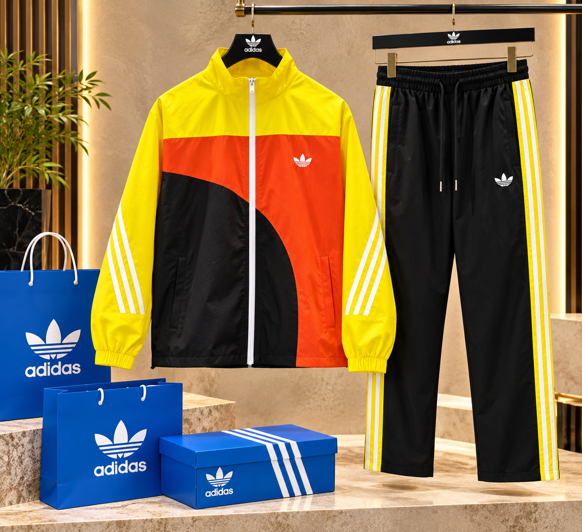 Color-Blocked Zip-Up Tracksuit Set