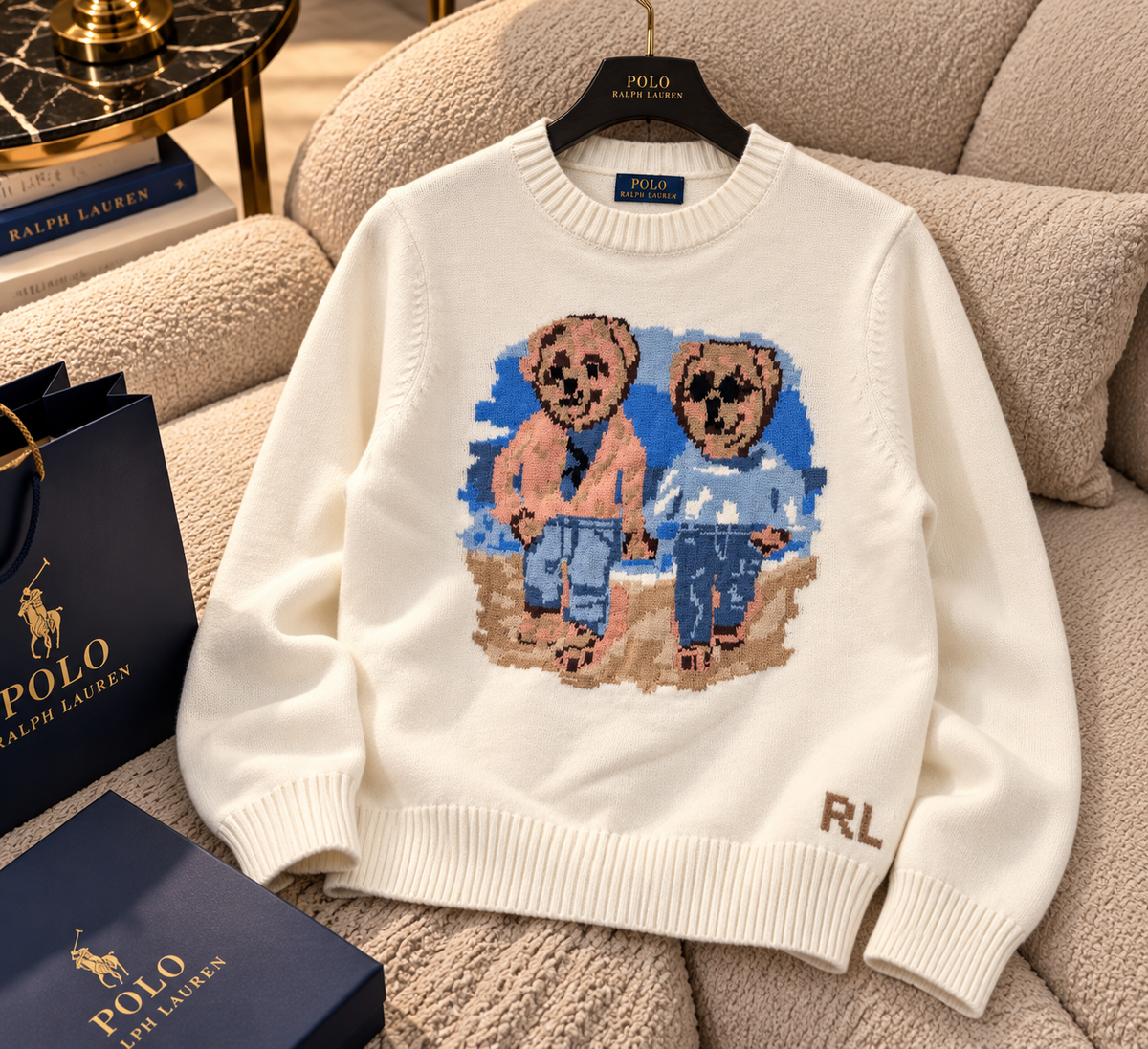 Premium Mascot Graphic Long-Sleeve Knit Sweater