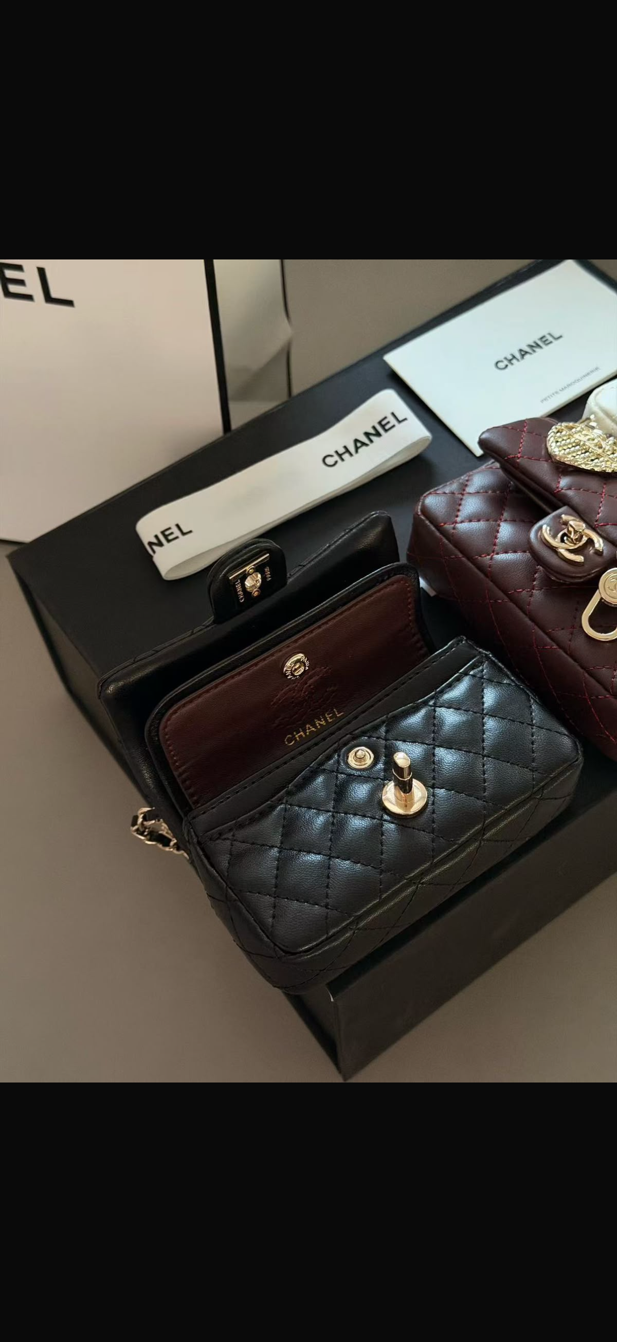 Heart Charm Quilted Leather Mini Flap Bag with Chain – Available in Black, White & Deep Burgundy