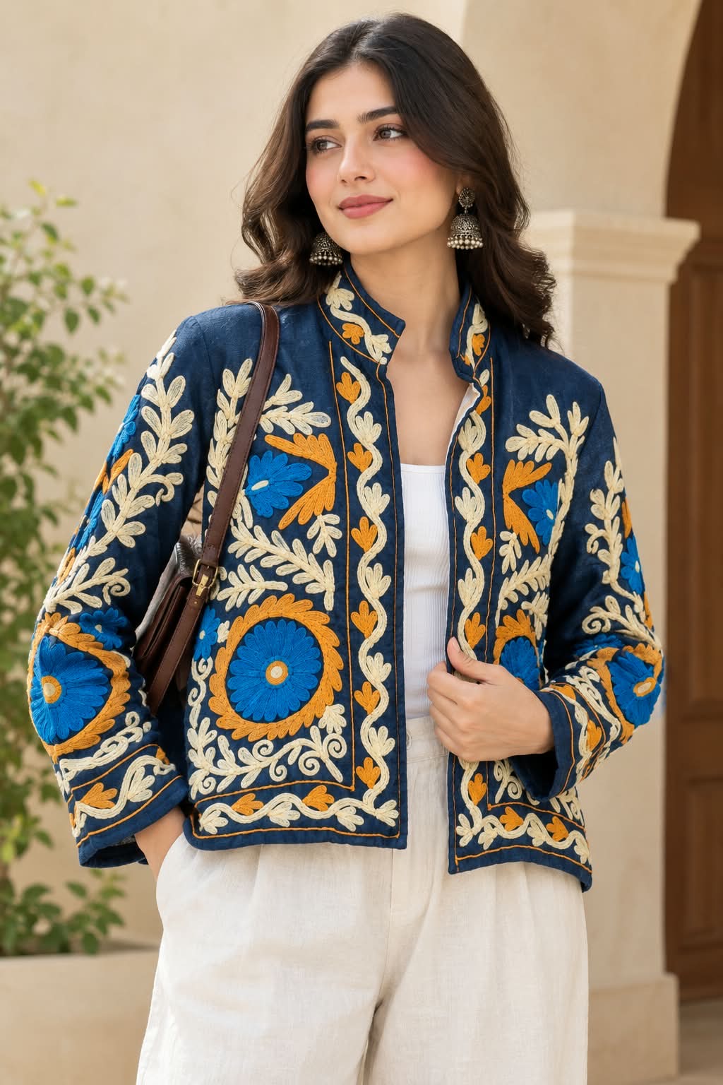 Artisan Multi-Color Floral Embroidered Short Coat