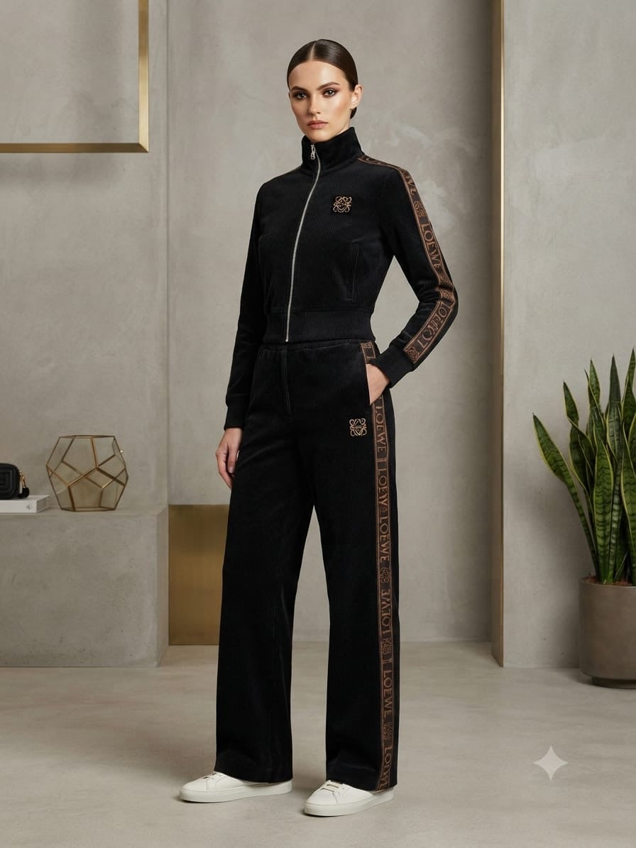 Premium Women’s Logo Tape Zip-Up Co-Ord Set