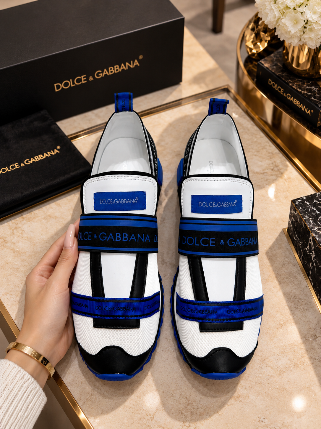 Men’s Premium Designer Logo-Tape Slip-On Sneakers