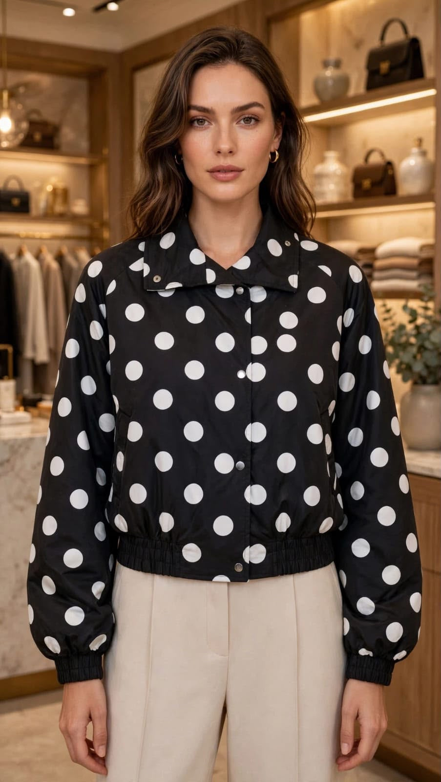 Polka Dot Lightweight Bomber Jacket