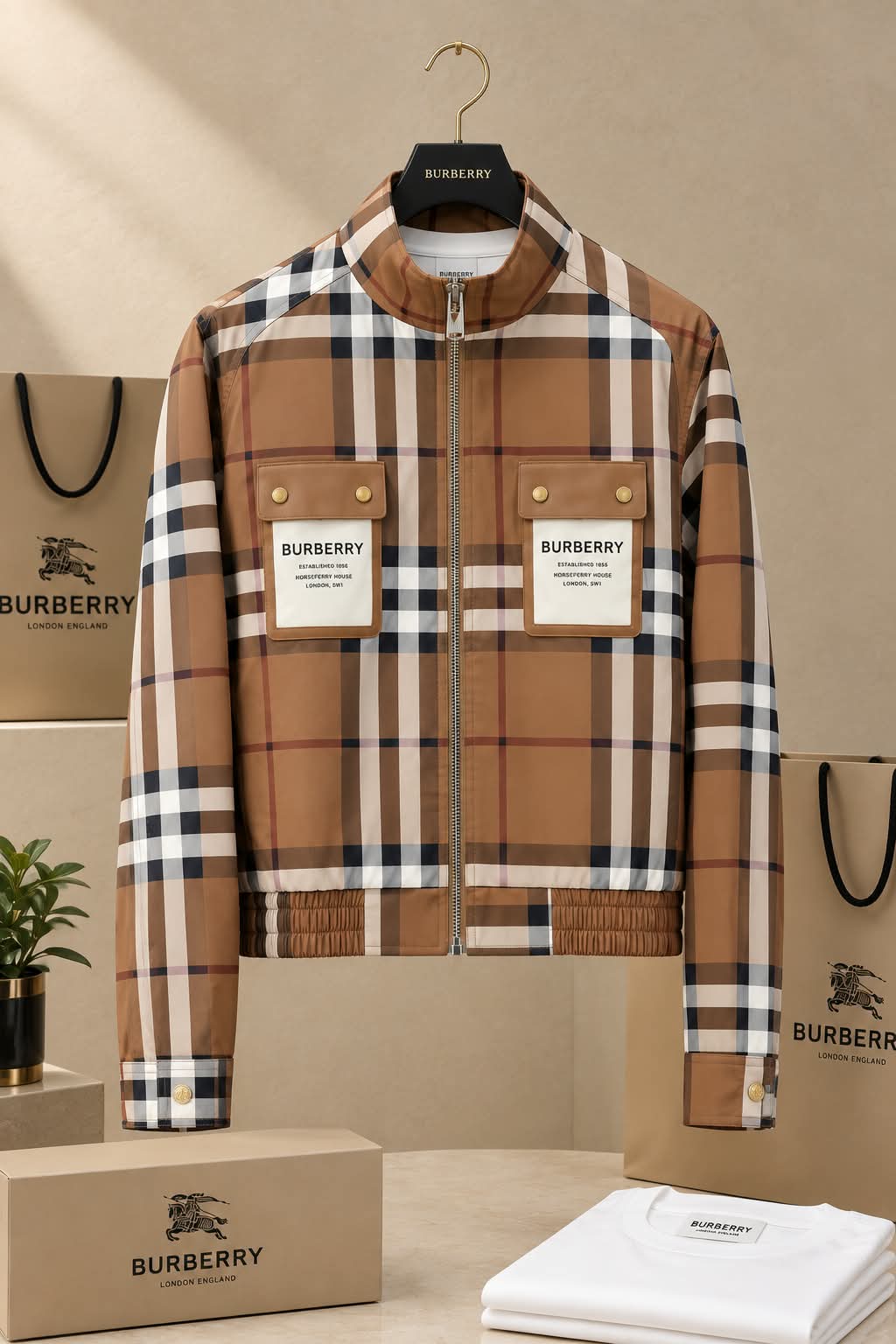 Burberry Checked Bomber Jackets