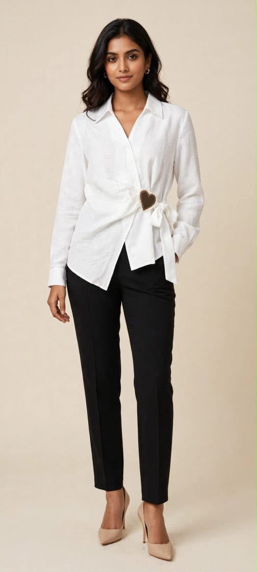 Elegant Shirt with Heart Buckle Detail