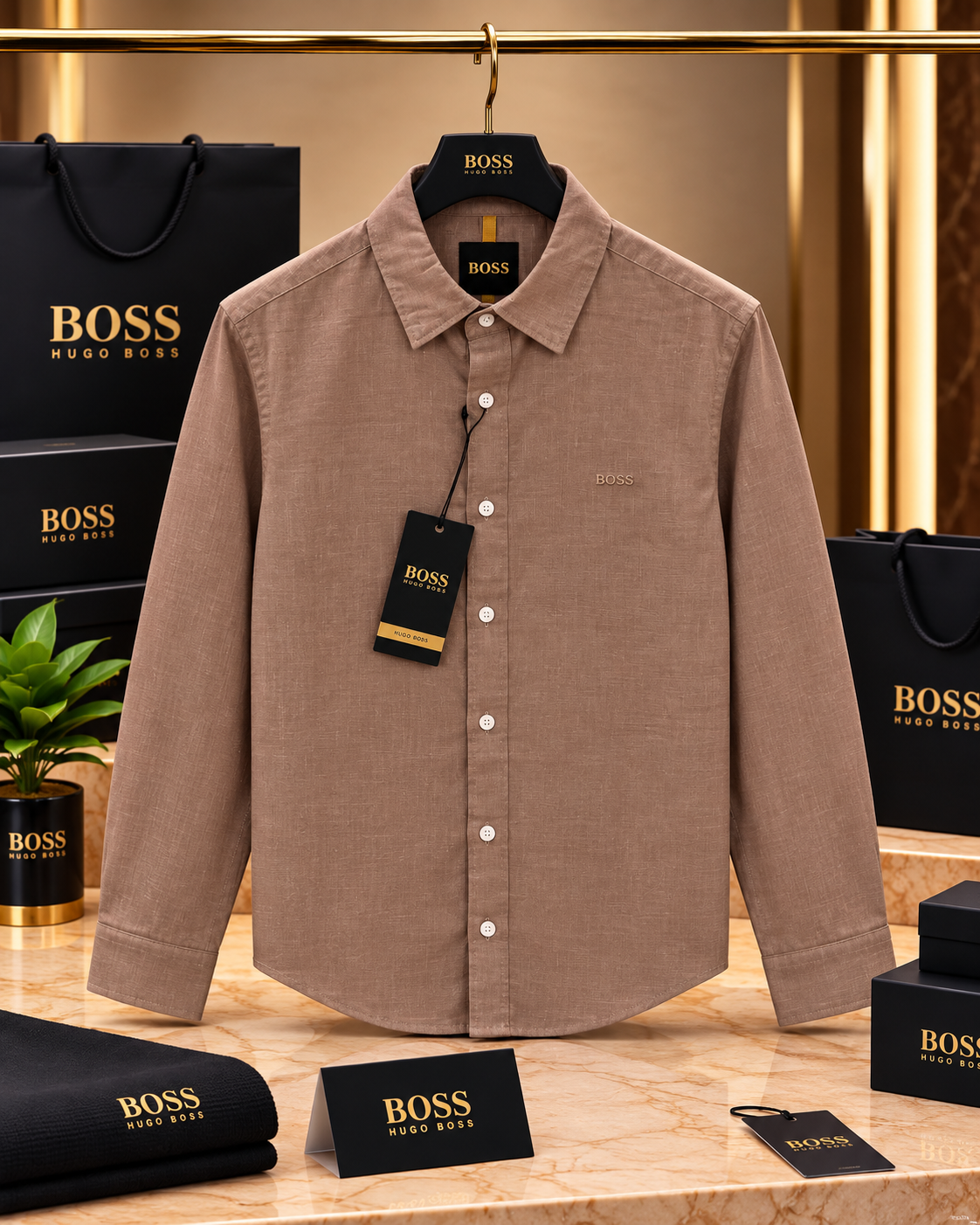 Long-Sleeve Linen Button-Down Shirt