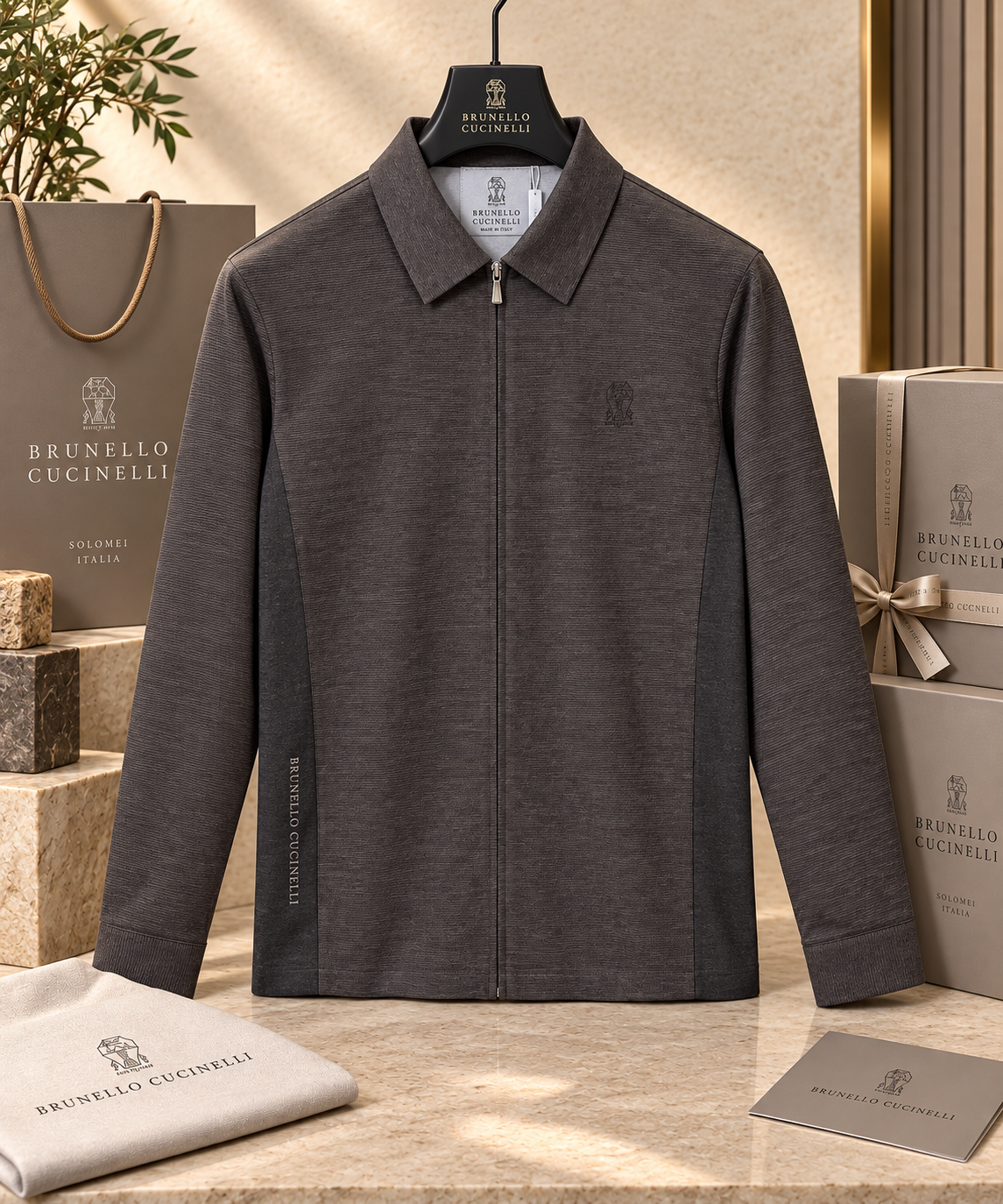 Men's Slim Fit Full-Zip Collared Shirt Jacket