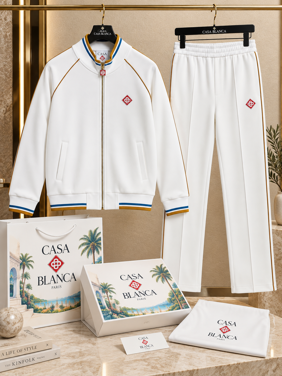 Premium Contrast-Trim Zip-Up Track Co-Ord Set