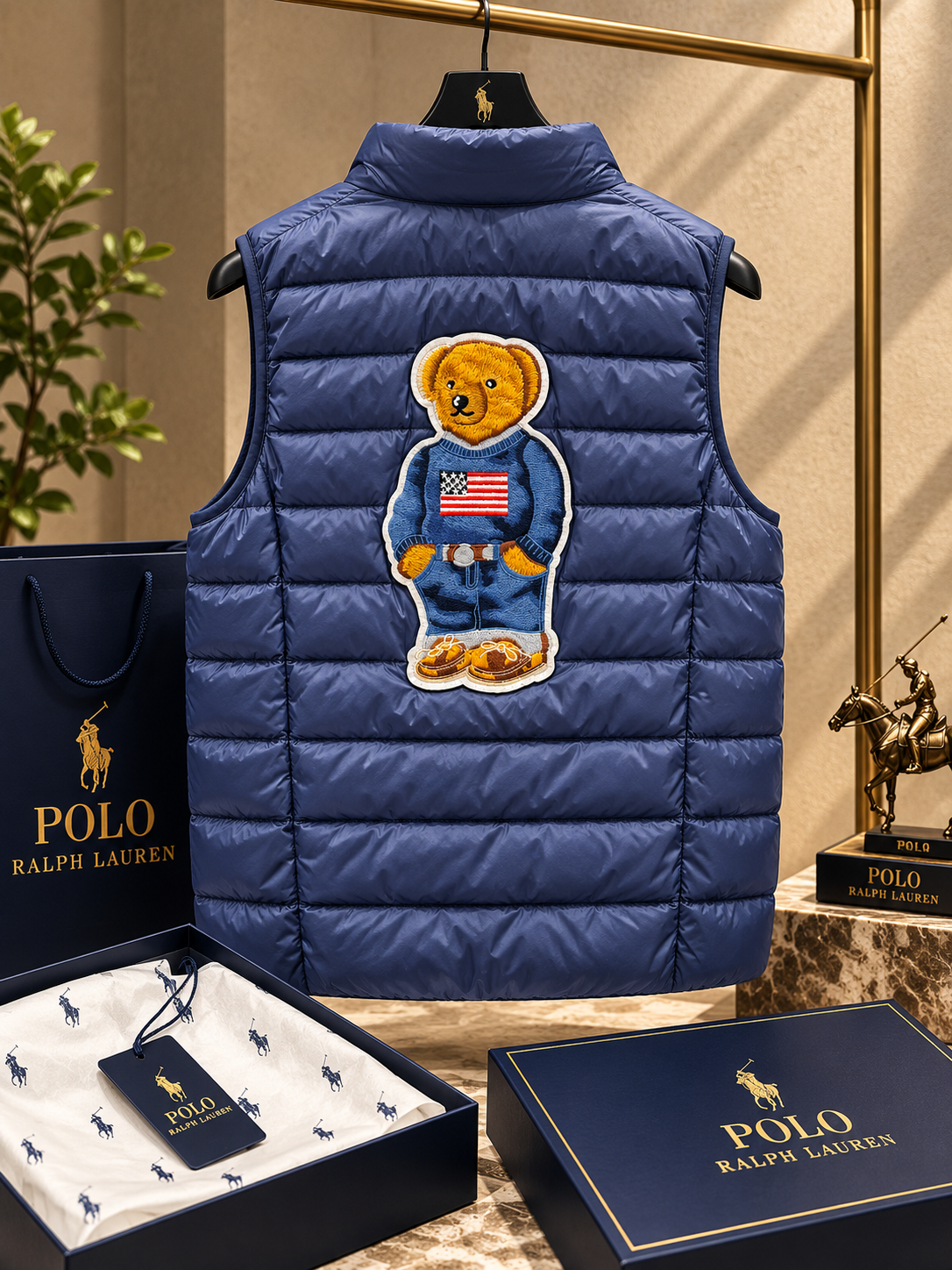 Lightweight Puffer Vest with Iconic Bear Patch