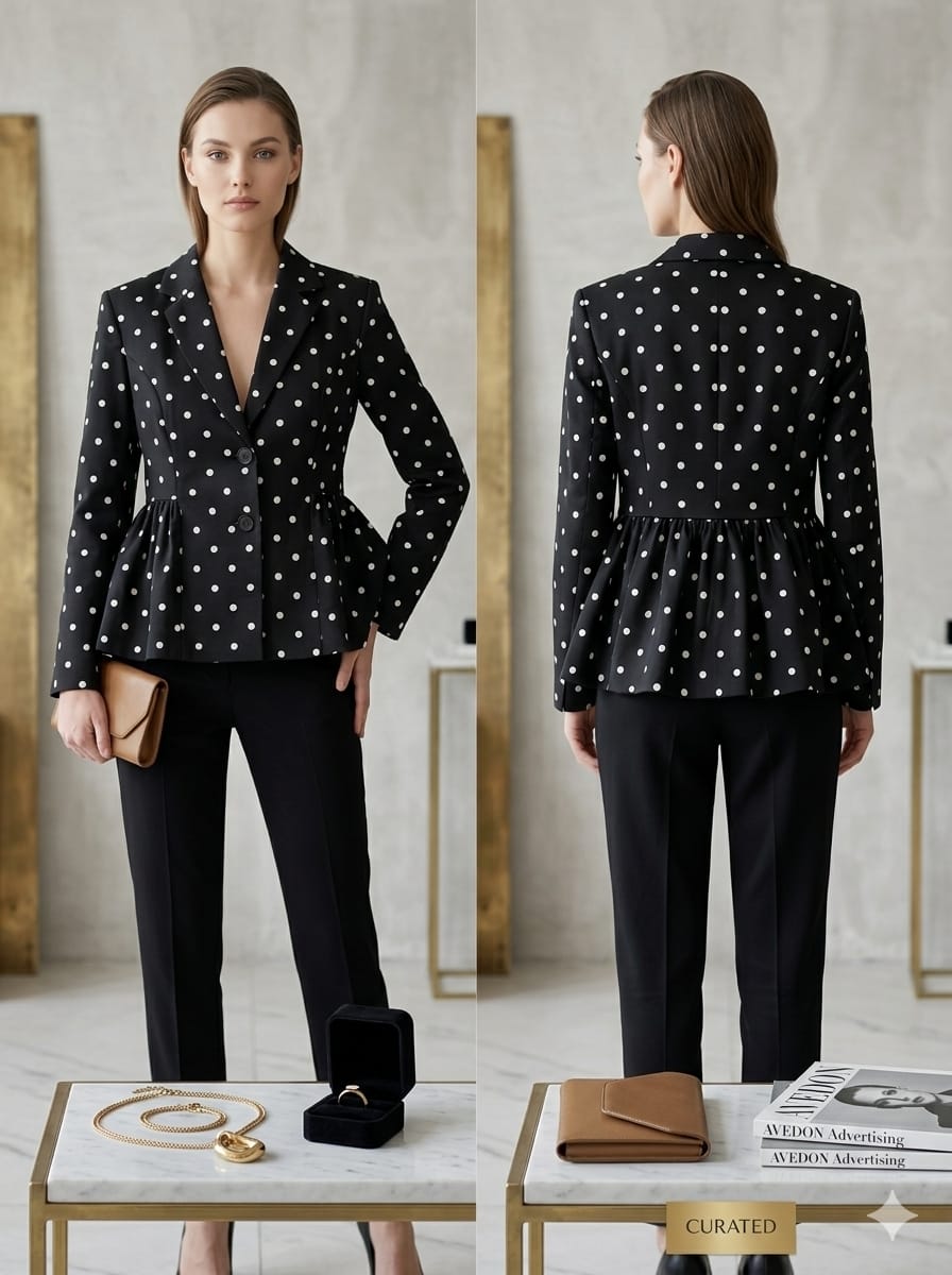 Polka Dot Peplum Blazer