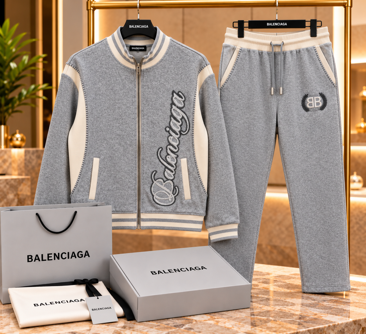 Premium Textured Embroidered Varsity Co-Ord Set