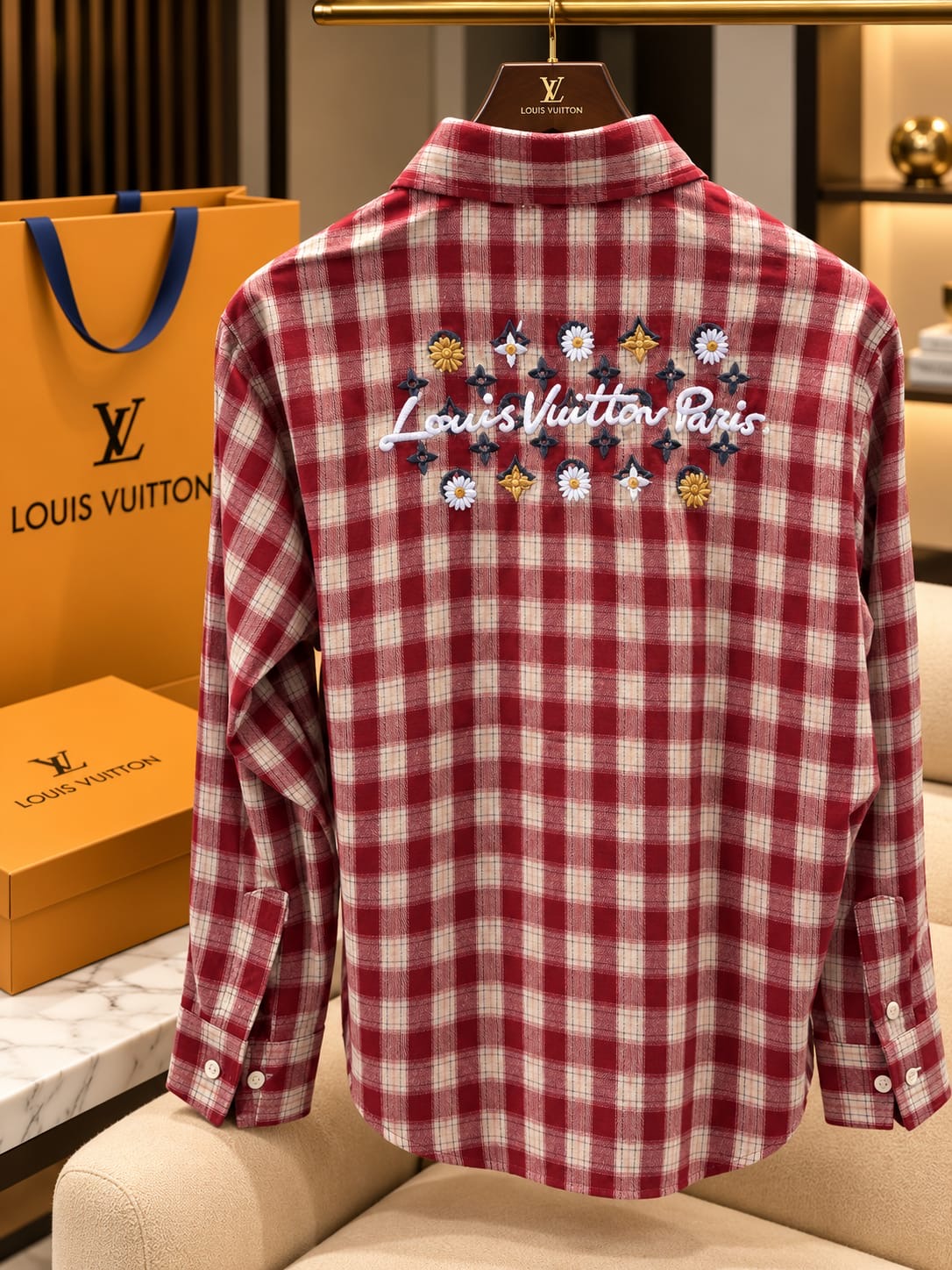 Louis Vuitton Paris Premium Checkered Full Sleeve Shir
