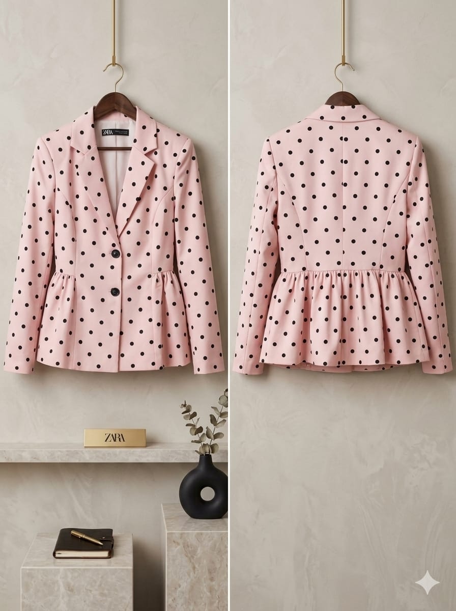 Polka Dot Peplum Blazer