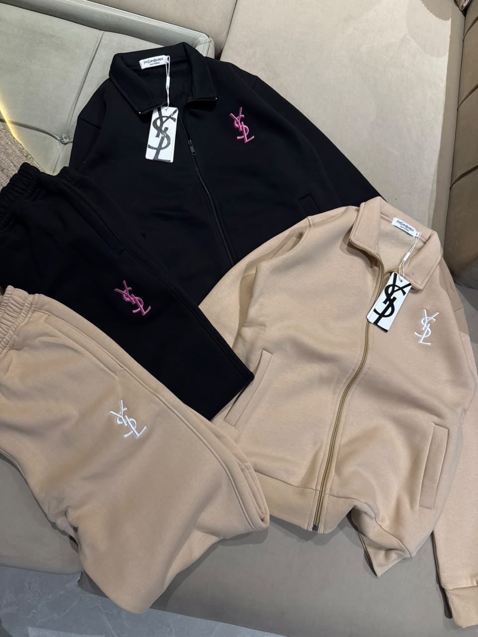 Embroidered Monogram Zip Jacket & Jogger Tracksuit Set