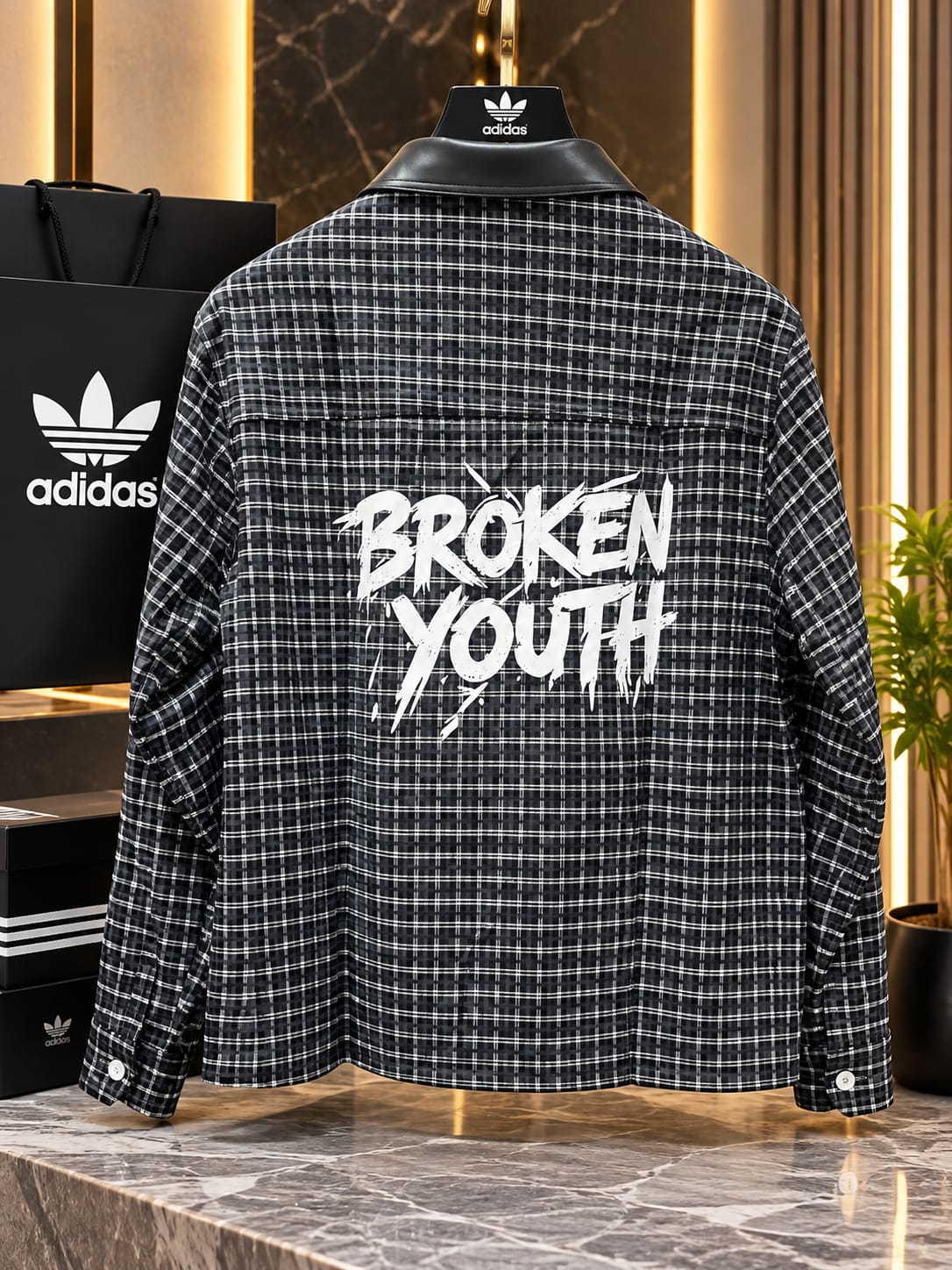 Plaid "Broken Youth" Overshirt with Metal Clasps