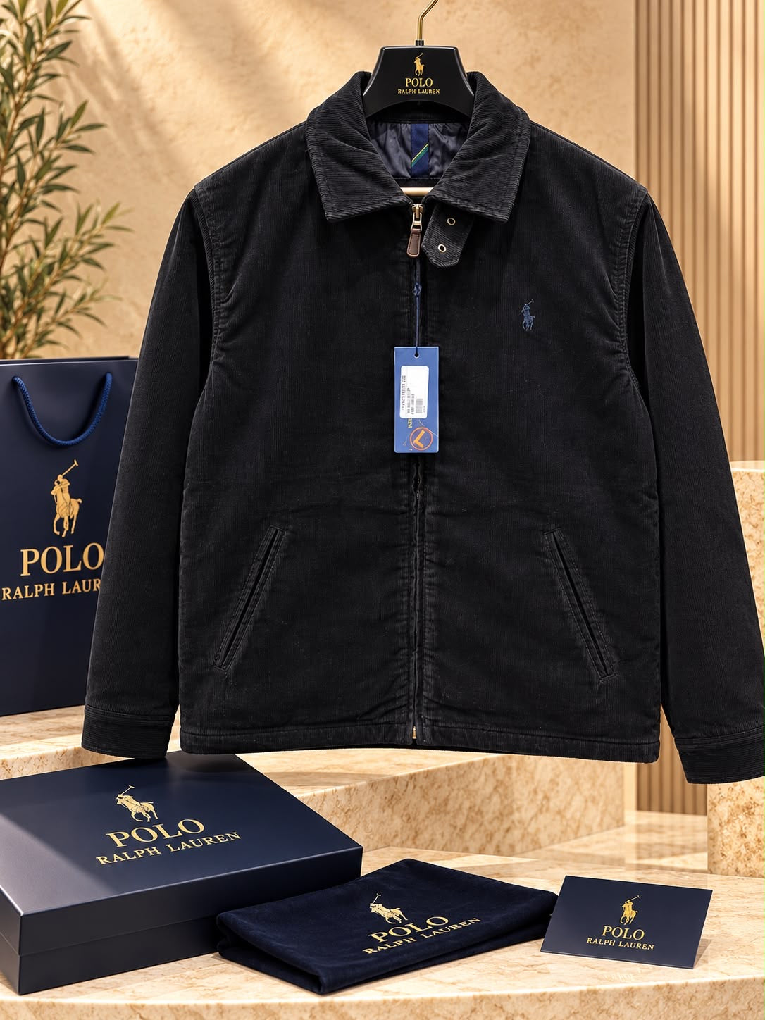 Zip Corduroy Outerwear Jacket with Throat Latch