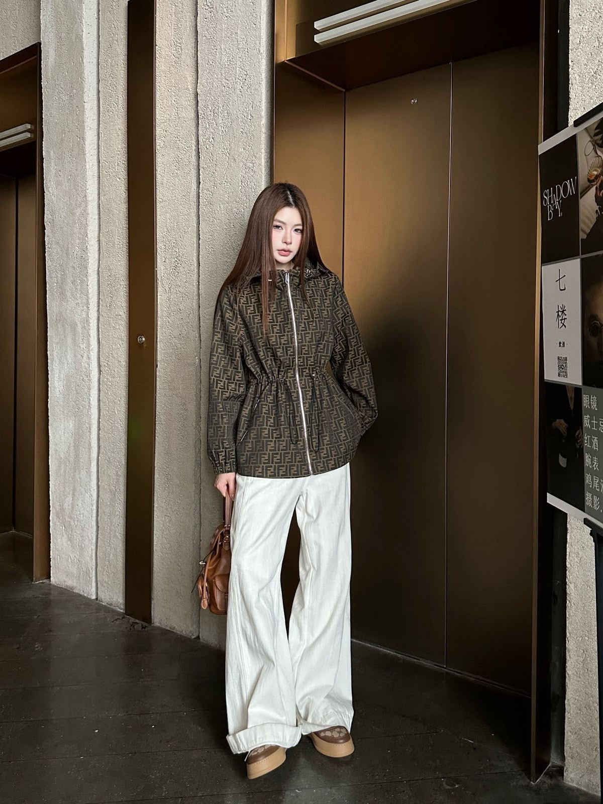 Monogram Print Hooded Lightweight Outerwear