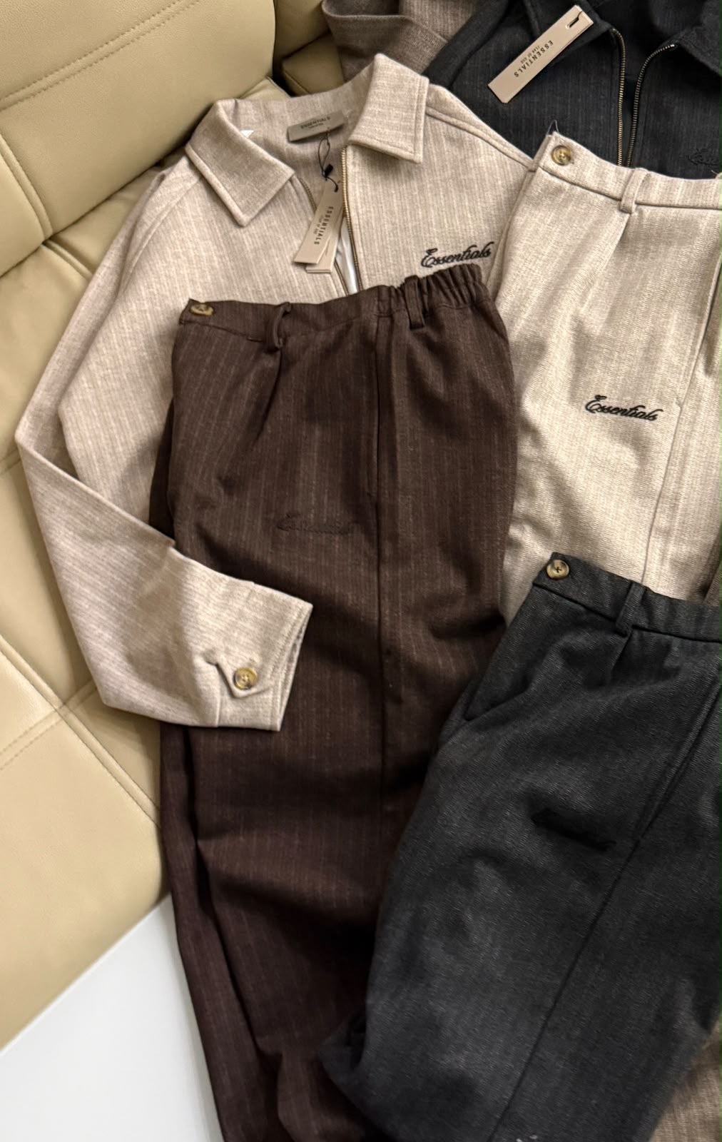 Smart-Casual Textured Twill Matching Two-Piece Set