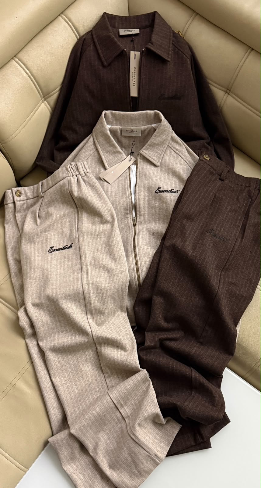 Smart-Casual Textured Twill Matching Two-Piece Set