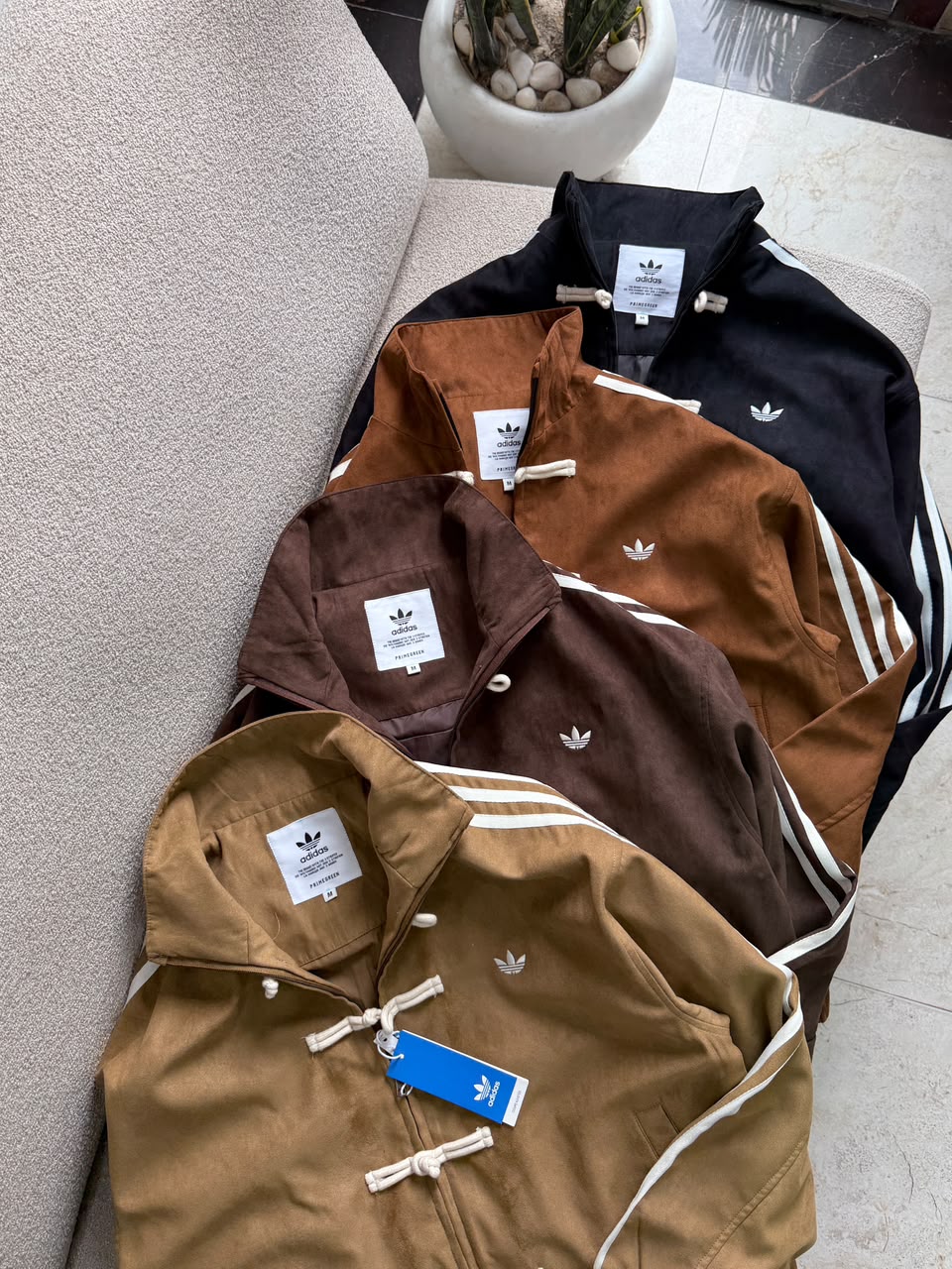 Stripes Suede-Finish Toggle Jacket
