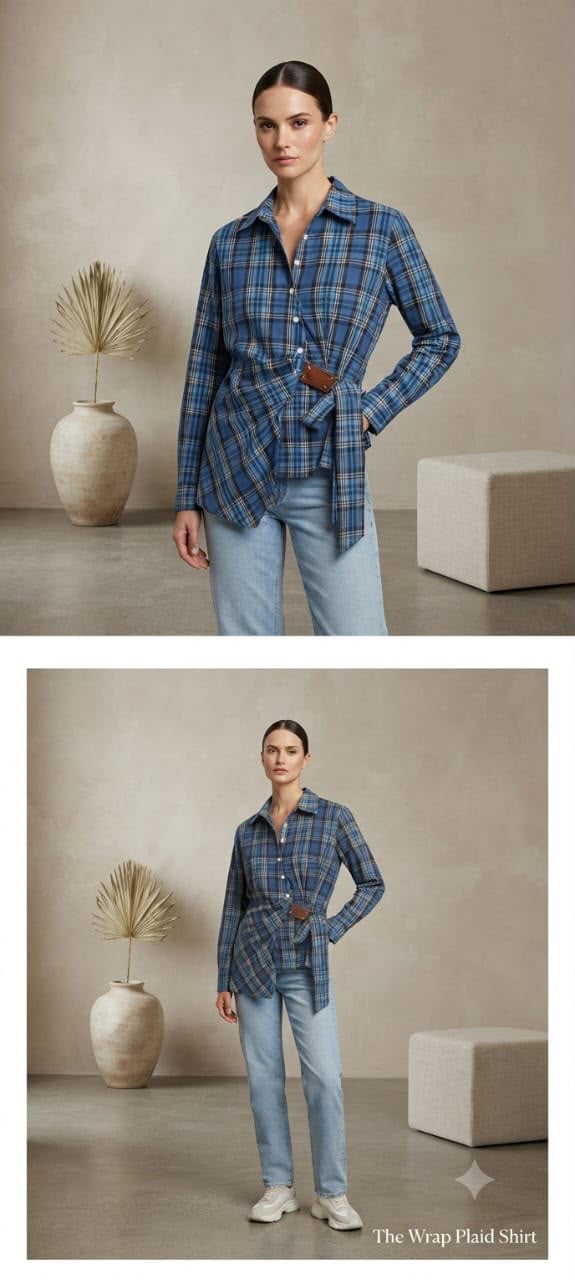 Classic Checkered Wrap Shirt