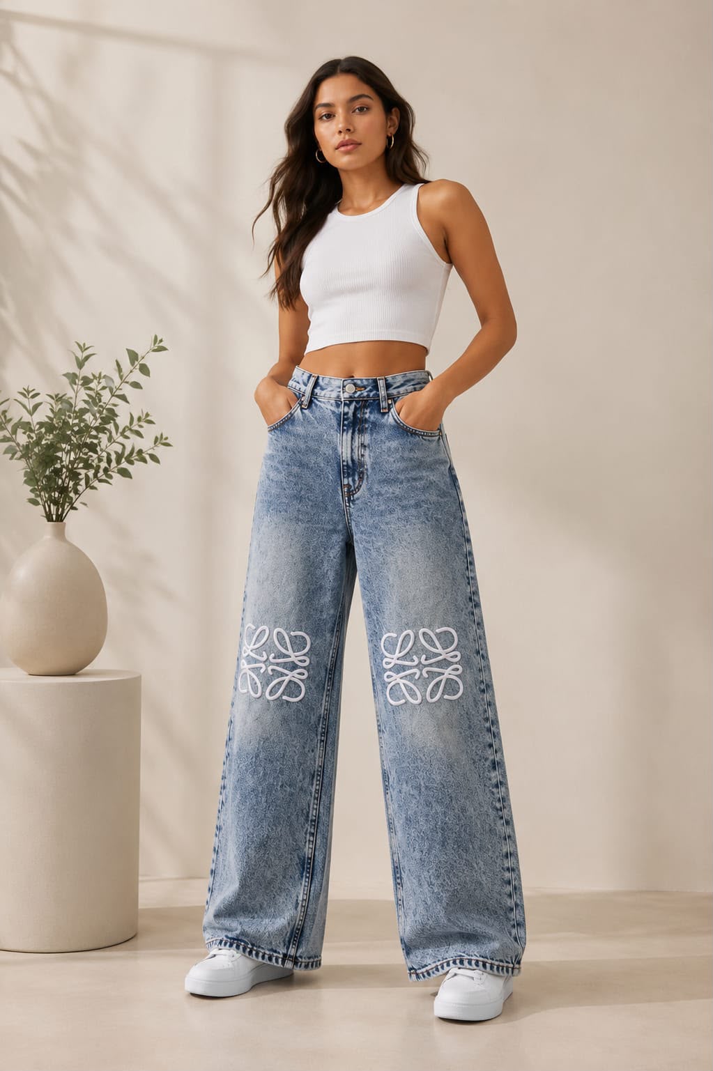 Premium Wide Leg Denim Jeans