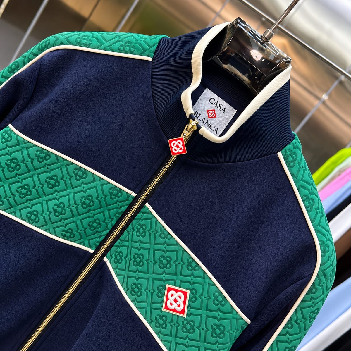 Patterned Panel Zip-Up Tracksuit Set