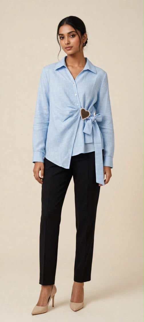Elegant Shirt with Heart Buckle Detail